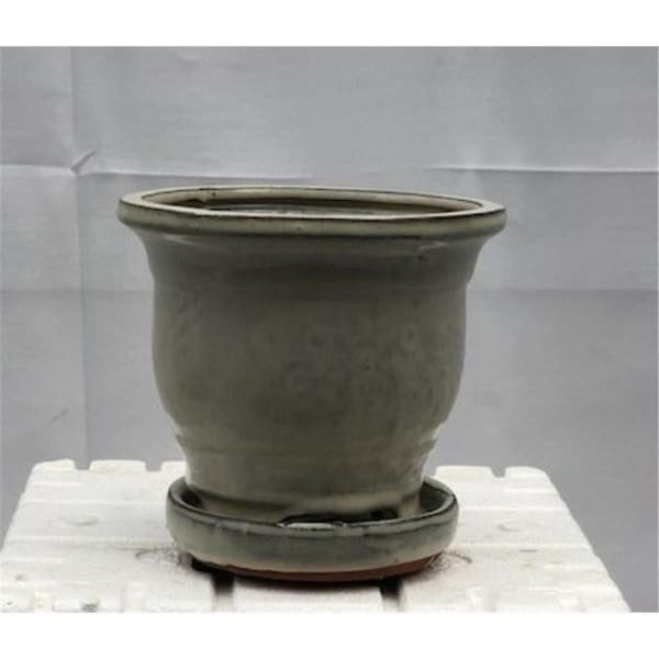 Marco Frio 5.75 x 5.75 x 5.5 in. Beige Ceramic Bonsai Pot with Humidity Drip Tray, Round MA2202662 - main